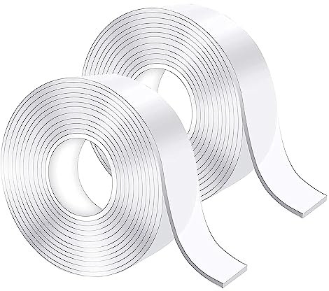 ZHIHUITL Cinta Adhesiva Doble Cara Extrafuerte, 2 Rollos Transparentes, 3 m, Extraíble para Pared y Cocina