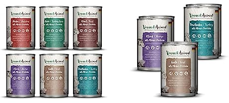 Venandi Animal Premium Nassfutter für Katzen & Premium Nassfutter für Katzen, Probierpaket II, Pferd, Kalb, Truthahn, 6 x 400 g, getreidefrei und naturbelassen, 2.4 kg