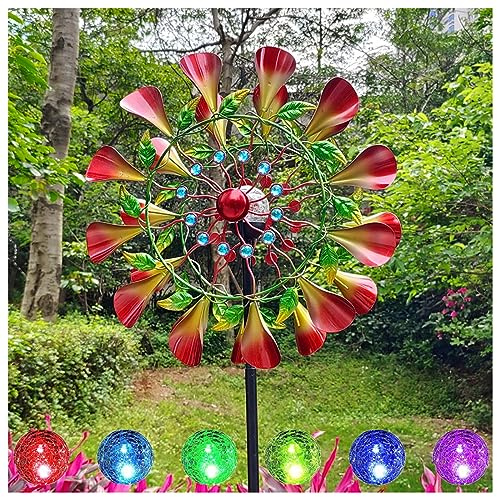 Solar WindmüHle Garten XXL, 210cm Groß Gartendeko Windrad, Groß Gartendeko Metall Windspiel, Wetterfestes Gartendeko