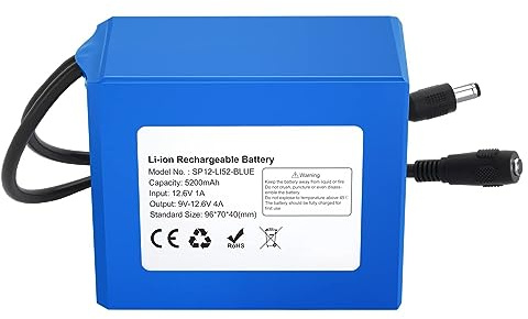 SSCYHT 12V Lithium Battery Pack Rechargeable 5200mAh Li-Ion Battery for LED Strip/Optical Network Unit/Router/Emergency Light Backup Battery Portable DC 12 Volt Battery