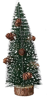 Grün Mini Christbaum Tree Tannenbaum Künstlicher Kleiner Kiefernbaum Weihnachtsbaum Schnee Klein mit Holzsockel （30cm）