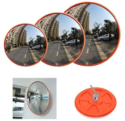 Konvexspiegel für Garage und Einfahrt, 30 cm verstellbarer Weitwinkel-Blickwinkel, gebogener Sicherheitsspiegel, unterstützt Innen- und Außenbereich, mit Zubehör Einfache Installation