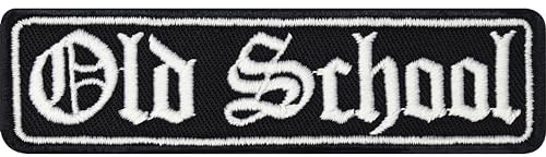 Aufmäher Old School club Biker Patch Kutten Aufnäher Old School | Biker Aufbügler Old timer MC Rankpatch | Abzeichen Motorbike Sticker für alle Stoffe 100x25mm