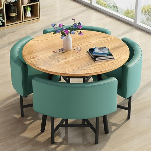 Rundes Esszimmertisch-Set Für 4 Personen,Küchentisch Und Stühle,Runder Esstisch Mit 4 Stühlen Set,Konferenztisch Rund,Esstisch-Set Für Esszimmer,Café Und Kleine Räume Besprechungstisch 80cm ( Color :