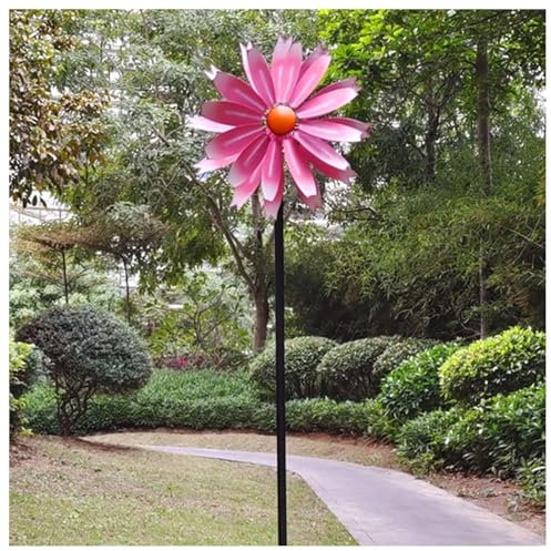 Magische WindmüHle 149cm Groß Magische WindmüHle Aus Metall Groß Edelstahl Kugellager WindräDer Aus Metall FüR Den Garten FüR Terrasse Und Garten,Pink