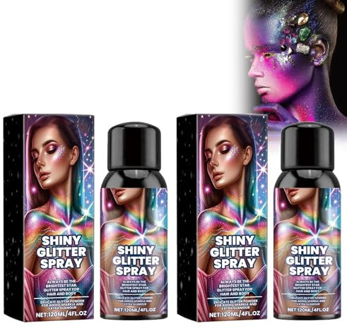 Spray Paillette, Spray Paillette Cheveux Et Corps, Paillette Vetement Spray Maquillage Glitter Femme, Spray Maquillage Paillettes Femme, Pour Le Bal, Les Fêtes Et Autres Jours Fériés, 2 Pcs