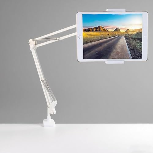 guofa Tablet Ständer, Tablet Halterungum, 360 Grad drehbar, Metall-Tablet-Halterung, Handy-Ständer für iPad/iPhoneX/iPad Pro oder andere 4,5~13 Zoll Geräte (Weiß)