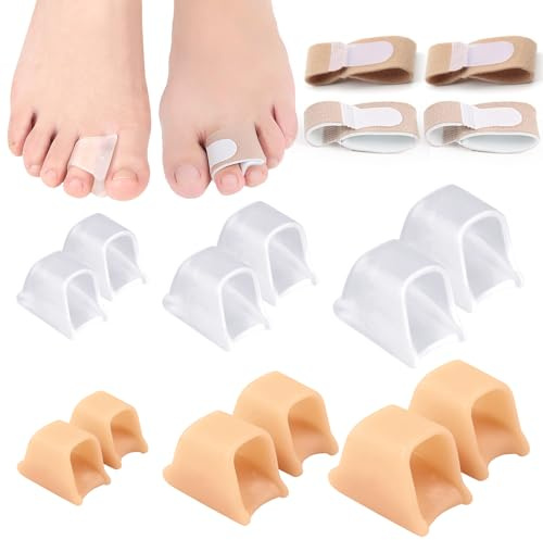 ZOCONE 12 Pack Gel Toe Separators for Overlapping Toes with 4 Hammer Toe Straighteners for Bent Toes, Soft Gel Hammer Toe Corrector for Men and Women Hammer Toe Splint for Support Correcting - 3 SIZE