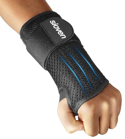 Sioven Wrist Support Brace with Metal Splint Carpal Tunnel Wrist Splint for Men and Women, Day & Night Use Hand Brace Stabilizer for Sprain, Tendonitis & Arthritis Pain Relief (Left Hand, S/M)