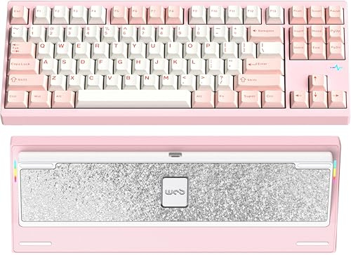 CutiePcs WOBKEY Crush 80 Reboot CNC Aluminium 5-Sekunden-Schnellverschluss, Dreifach-Verbindungsmodi, Mechanische Tastatur mit überragender Akustik (Pro Rosa)