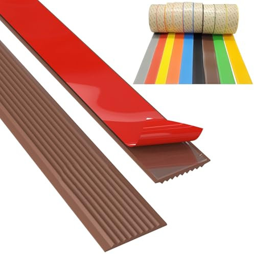 PVC Treppenkantenprofil, Vinyl-Anti-Rutsch-Treppenkante, Selbstklebend PVC Kunststoff Treppen-Kantenschutz, Treppen-Winkelprofil Mit Rillen, Antirutsch Treppenkantenschutz Aus Kunststoff PVC(Brown,3cm