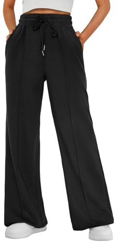 Generisch Jogginghose Damen Lang Lockere Sporthose Baggy Weites Bein Joggpants High Waist Freizeithose Sweatpants Teenager Mädchen Mit Taschen
