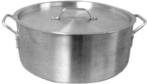 A-Z Supply 289-TG-ALSKBP008 Brazier Pot, 40 Quart Capacity, Extra Heavy 6 mm Aluminum, Flat Bottom, With Cover, Commercial Grade