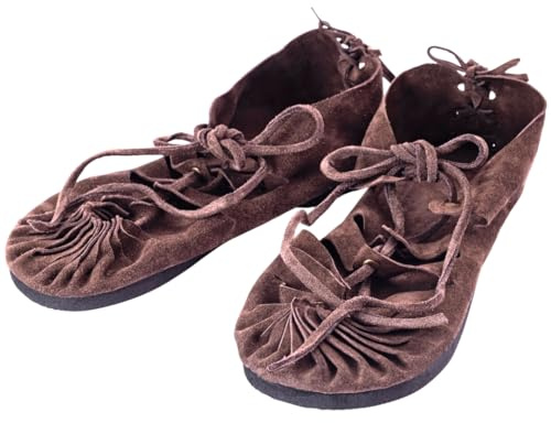 SOLNIT Sandali romani con lacci Sandali medievali stivali in pelle Sandali vichinghi da donna estivi Hippie sandali da spiaggia unisex per le vacanze, marrone scuro., 40 EU