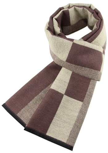 Enwokran Schal Herren Herbst Winter Elegant Classic Plaid Männer Warmer Weicher Winterschal Komfortabel Casual Business Lange Gestrickter Schal Strickschal 185x33cm (Beigebraun)