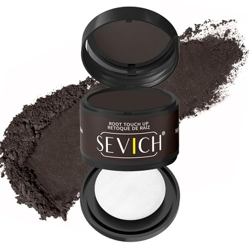 Sevich Hairline Powder，Instantly Conceals Hair Loss, Root Touch up Powder, Hair Shadow Toppers for Women & Men, Touch Up for Thinning Gray Hair, Windproof & Sweatproof,Dark brown