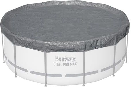 Bestway Winterfeste Premium-Abdeckplane 370 cm, grau, rund – Poolabdeckung für Frame Pools, Winterfest & robust, Ganzjahresschutz