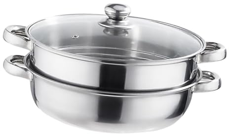 Zerodeko Olla De Vapor Multifuncional 28 Cm De Acero Inoxidable Doble Capa Asas, Vaporera Para Cocinar Al Vapor y Hervir, Utensilio De Cocina Para Hogar y Restaurante, Olla De Sopa Doble Caldera