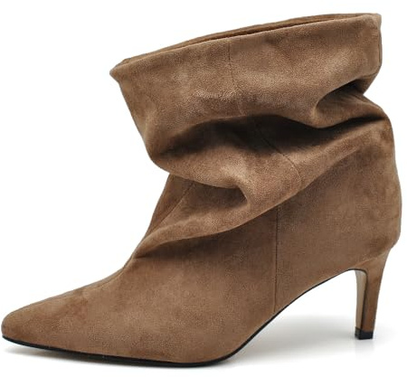 IF Stivaletti Donna Gambale Largo Morbido – Tronchetti Slouchy con Tacco Medio Elegante K0140 camel N.38