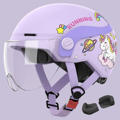 Casco De Moto Abierto para Niños Y Niñas De 3 A 12 Años, Casco De Scooter Infantil con Visera Solar, Casco Jet De Moto Infantil, Homologado Según ECE 22.06. H,50-62cm