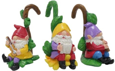 Mini Figuras de gnomos, 3 Piezas de Decoraciones de Plantas de Resina para macetas, macetero Colgante de gnomos para Micro Paisaje, Patio, césped, jardín, Valla, Adornos, Mini Figuras de