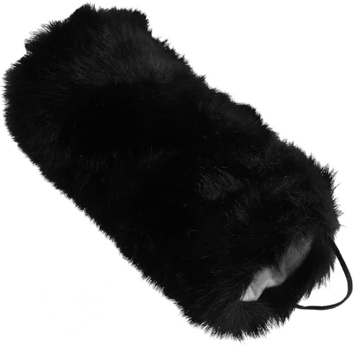 IDEANATEGRATE Winterwärmender Handwärmer aus Kunstpelz mit Kordel Komfortabler und Eleganter Schwarzer Handmuff für Outdoor und Alltag