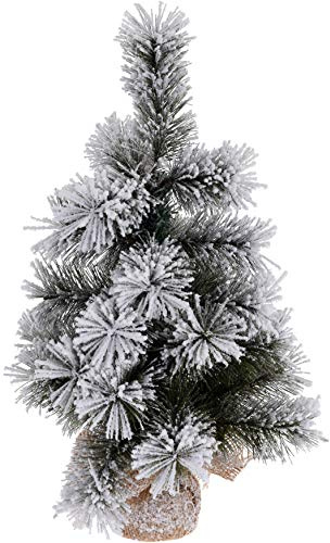 matrasa Mini Weihnachtsbaum mit Schnee - Kleiner Bonsai Deko Christbaum verschneiter Tannenbaum 45 cm