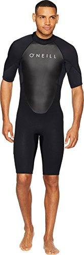 O'Neill Men's Reactor-2 2mm Back Zip Short Sleeve Spring Wetsuit, Black/Black, M