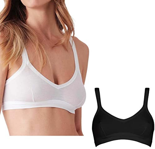 Cotonella 2 Brassiere Cotone Elasticizzato. 1 Nero + 1 Bianco Quarta