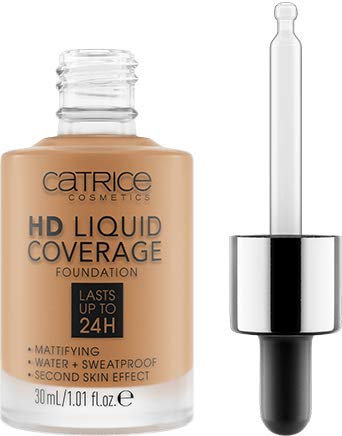 Catrice HD Liquid Coverage Foundation, Nr. 060, Nude, langanhaltend, mattierend, matt, für unreine Haut, vegan, ölfrei, wasserfest, ohne Alkohol, 1er Pack (30ml)