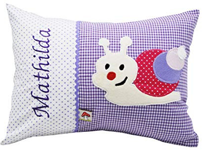 Glückspilz Namenskissen Babykissen I Schnecke I Lila I 40 x 60 cm