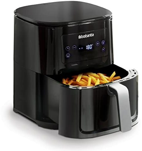 Brabantia XXL Heißluftfritteuse, 6 Kochfunktionen, für 3-5 Personen, manuelle Regelung, digitales Touchscreen-Display, ölfrei, schwarz, 5,5L, 1700W, PFAS-frei, BBEK1131