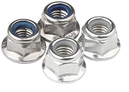 Dado flangiato in acciaio inossidabile 304, flangia con guarnizione esagonale con controdado ad anello in gomma, M4M5M6M8M10-M12f-M8 * Materiale in zinco bianco ferro