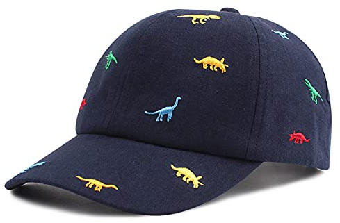 XIAOHAWANG, gorras de béisbol para bebés y niños, sombreros de algodón de verano para el sol con sombreros de dinosaurio de dibujos animados para niños pequeños y niñas(azul marino,2-5 años)