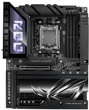 ASUS ROG Crosshair X870E Dark Hero Gaming Mainboard Sockel AMD AM5 (ATX, DDR5, Advanced AI PC, 10GB Ethernet, WiFi 7, 2X PCIe 5.0 M.2, 2X USB4, 2X USB 20Gbps)