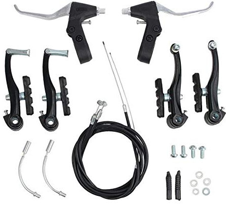 Livecitys Komplettes Fahrradbremsenset Mountainbike Bremshebel V-Bremse Set Vorne Hinten Kabelsatz Reiten Fahrradzubehör Set Ersatz Für Die Meisten Fahrräder Schwarz