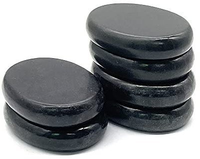 Pietre calde per massaggio, set di 6 pietre calde di basalto (6 x 8 cm), pietre termiche per spa professionale o domestica, rilassanti, curative, sollievo dal dolore