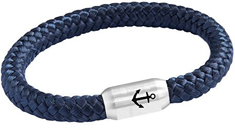 Paris Montana Das Original Anker Gravur Unisex Segeltau Armband Geflochten Handmade Hochwertiger Magnetverschluss 8mm Durchmesser (Marine-Blau, 21.00 CM)