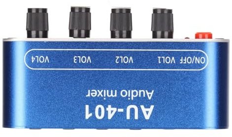Mini Mix 4 Canali Stereo Line Mixer, Mini Stereo Mixer 4 in 1 Uscita Regolazione del Volume Amplificatore Selettore da 3,5 Mm per PC Laptop Cuffie