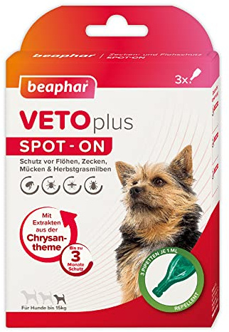 Beaphar VETOplus Spot-ON für kleine Hunde (bis 15kg), 3x1ml