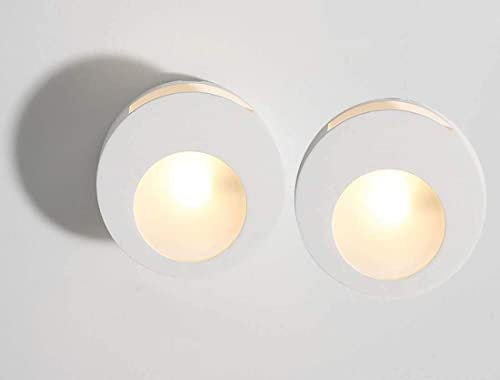 Veilleuse, Appliques murales à LED d'intérieur Modernes en plâtre Blanc 5 W Blanc Chaud G9 Applique Ronde pour Salon Chambre Couloir, Paquet de 2