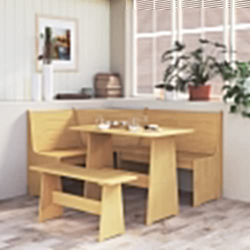 Bussandri Exclusive - Eckbank 151 cm Honigbraun Massivholz Kiefer