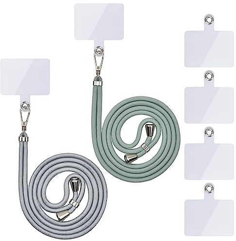 Linkbro Handykette Universal, Handy Lanyard, Universelles Handy um den Hals hängend mit Pad Handy Lanyard, verstellbar und abnehmbar. (2Matcha Grün+Helles Silber)