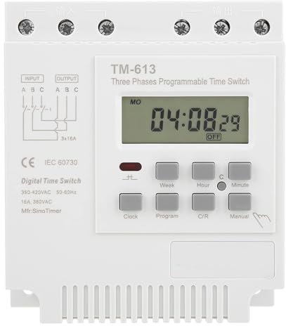 Programmierbares Zeitrelais 380V, 3-Phasen Digitale Zeitschaltuhr Schalter Wochenzeitschaltuhr Zeitschalter Lcd Power Wöchentliche Programmierbare Zeitrelais, Tm-613 Zeitschaltuhr Zeitrelais