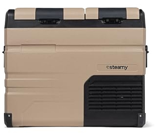 Steamy-E Dual Zone 45, Elektrische Kompressor Kühlbox, 45 Liter, 12V/ 230V, zum Kühlen und Gefrieren, Für Camping