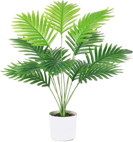 Laelfe Artificial Areca Palm Plant in Pot - 55 cm Fake Tropical Palm Plant with 12 Leaves Faux Potted Plants for Indoor Outdoor Home Garden Office Table Decorations