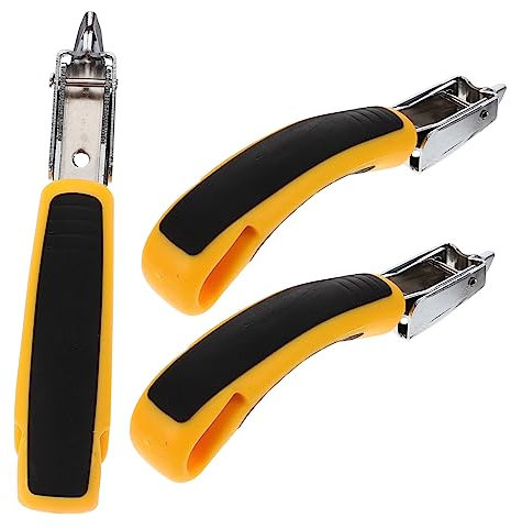 BRIGHTFUFU 3pcs Plastic Handle Staple Puller Tool Heavy Duty Stainless Steel Staple Removers Labor Saving Pry Pliers for Furniture Upholstery and Office Use