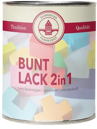 Bamberger Farbwerke Buntlack 2in1, Acryllack für Holz, Metall, Kunststoff (Lichtgrau matt, 750ml)