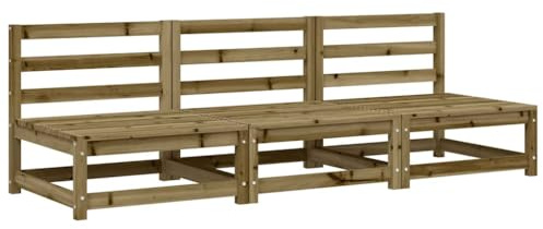 vidaXL Gartensofa 3 STK., Modular Sofa ohne Armlehnen, Gartensessel mit Lattenrost, Relaxsessel Lounge Sessel Gartenmöbel, Kiefernholz