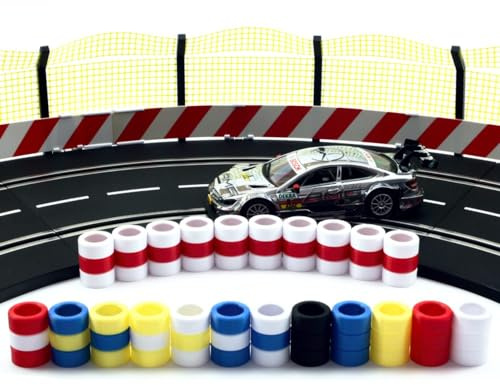 Overdrive-Racing Reifenstapel für Carrera 124 132-10er Set - Viele Farben - Slotcar Reifen Kurven Geraden Deko Boxengasse, Reifenstapel:Weiß-Rot-Weiß (10x)